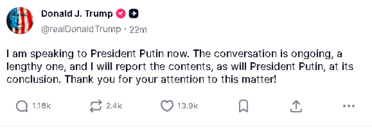 Трамп: Во моментов разговарам со Путин - Либертас